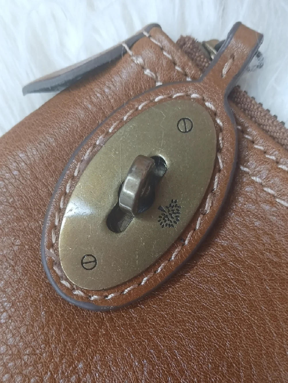 Mulberry Cognac Leather Zip Document Case UNISEX